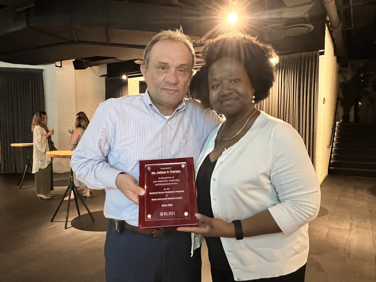 RushRad's tweet photo. Resident graduation party for Dr. Michael Klem! And leadership award for Dr. Turian! @TurianJulius @RushCancer @aapmHQ @RushMedical https://t.co/dhIp47dggR