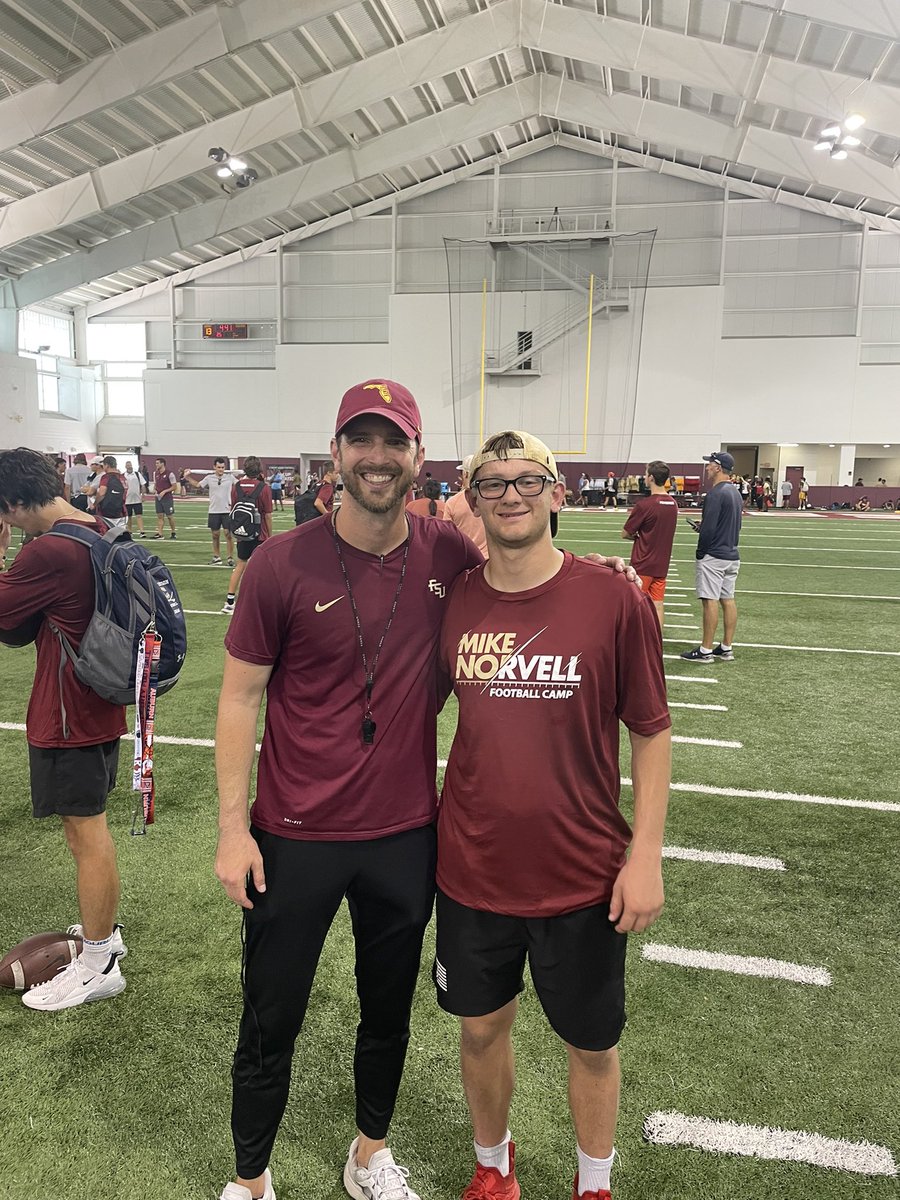 Had a great time at FSU specialist camp!! Thanks for having me and can’t wait to be back in the fall!! @DanOrnerKicking @FSUCoachJP @CoachCarter_FSU @Coach_Barfield @CoachJasonEstep @charchristfb