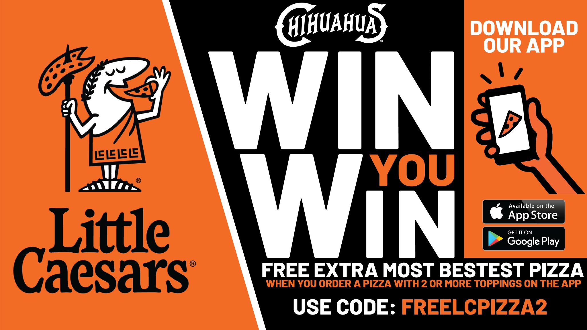 El Paso Chihuahuas on Twitter "With tonight's win, you win FREE PIZZA