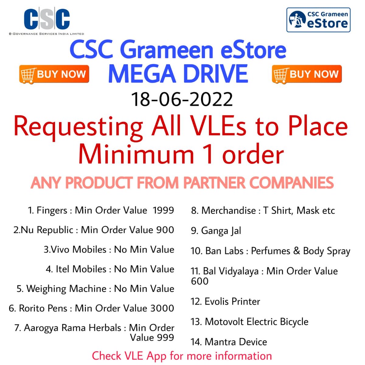 CSC Grameen e store mega drive - an opportunity for CSC VLE to become DVLE