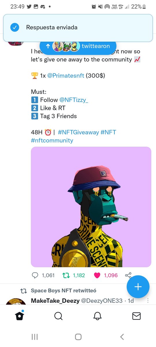 gregaid's tweet photo. @NFTizzy_ @Primatesnft Done https://t.co/apdaINm2nT