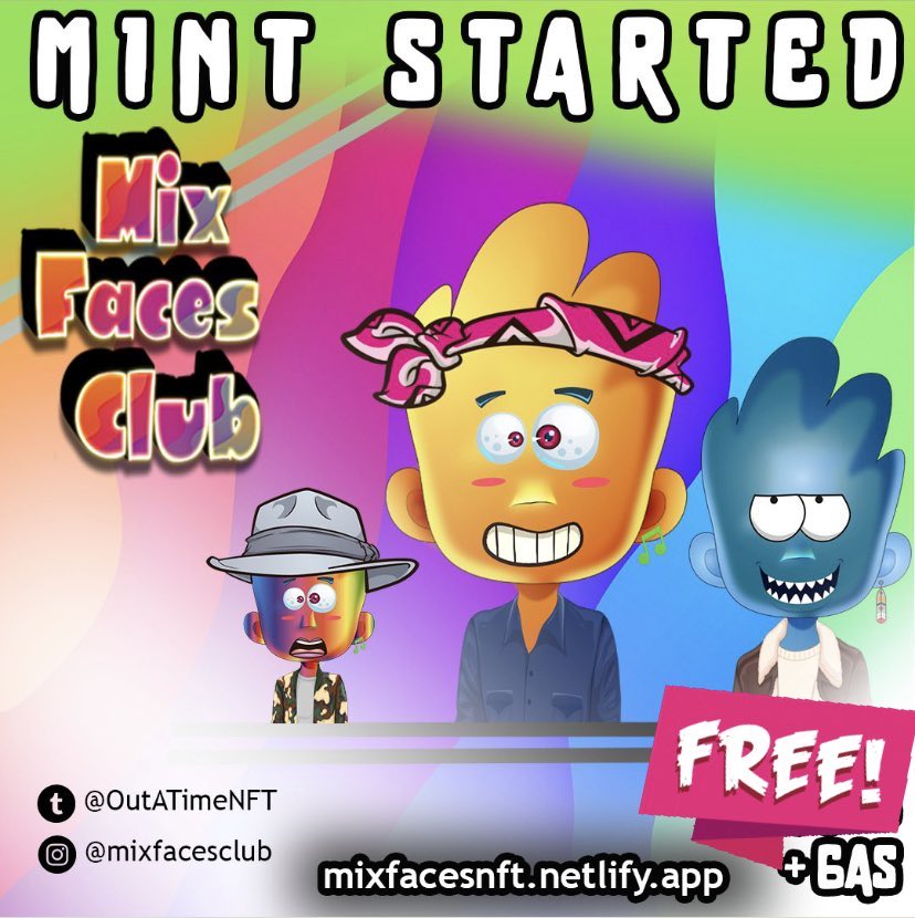 👀 🌈🌟Mix Faces Club🌟🌈 👀is a collection of 10000 randomly generated Hand drawn NFTs on the Polygon blockchain. 💈FREE Mint Now💈👉🏻mixfacesnft.netlify.app Mix Faces on @opensea created by @OutATimeNFT Sponsored by @nft__sellers 
.
.
.
.
.
.
#nfts #nft #nftcommunity #NFTProject