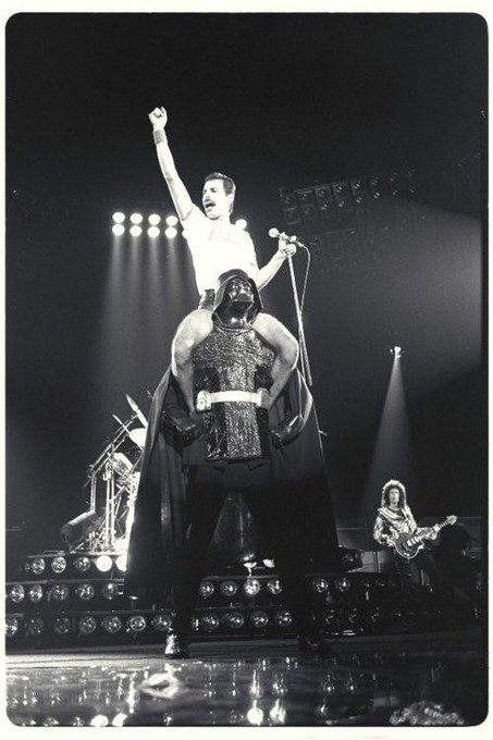 crockpics's tweet image. Freddie Mercury riding Darth Vader.