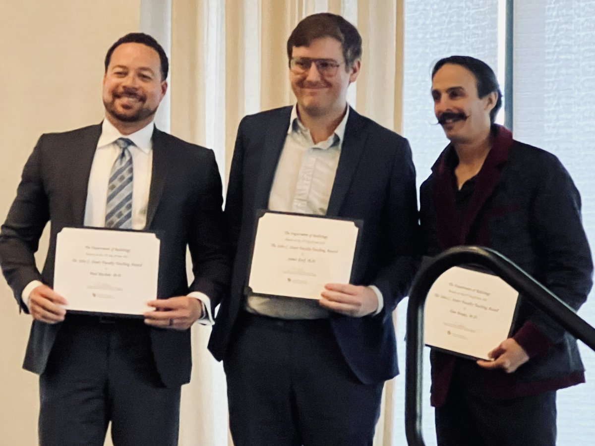 Winners of the faculty teaching award this year! A big congratulations to Drs. Rochon, Korf, and Borges! I am so fortunate to have worked closely with &amp; learned so much from each of them. <a href="/CURadiology/">CU Radiology</a> <a href="/pj_rochon/">PJ Rochon</a> <a href="/James_Korf/">James Korf</a> <a href="/CUneurorad/">CU Neuroradiology</a> <a href="/cu_msk/">CU MSK Radiology</a> <a href="/IrColorado/">University of Colorado VIR</a>