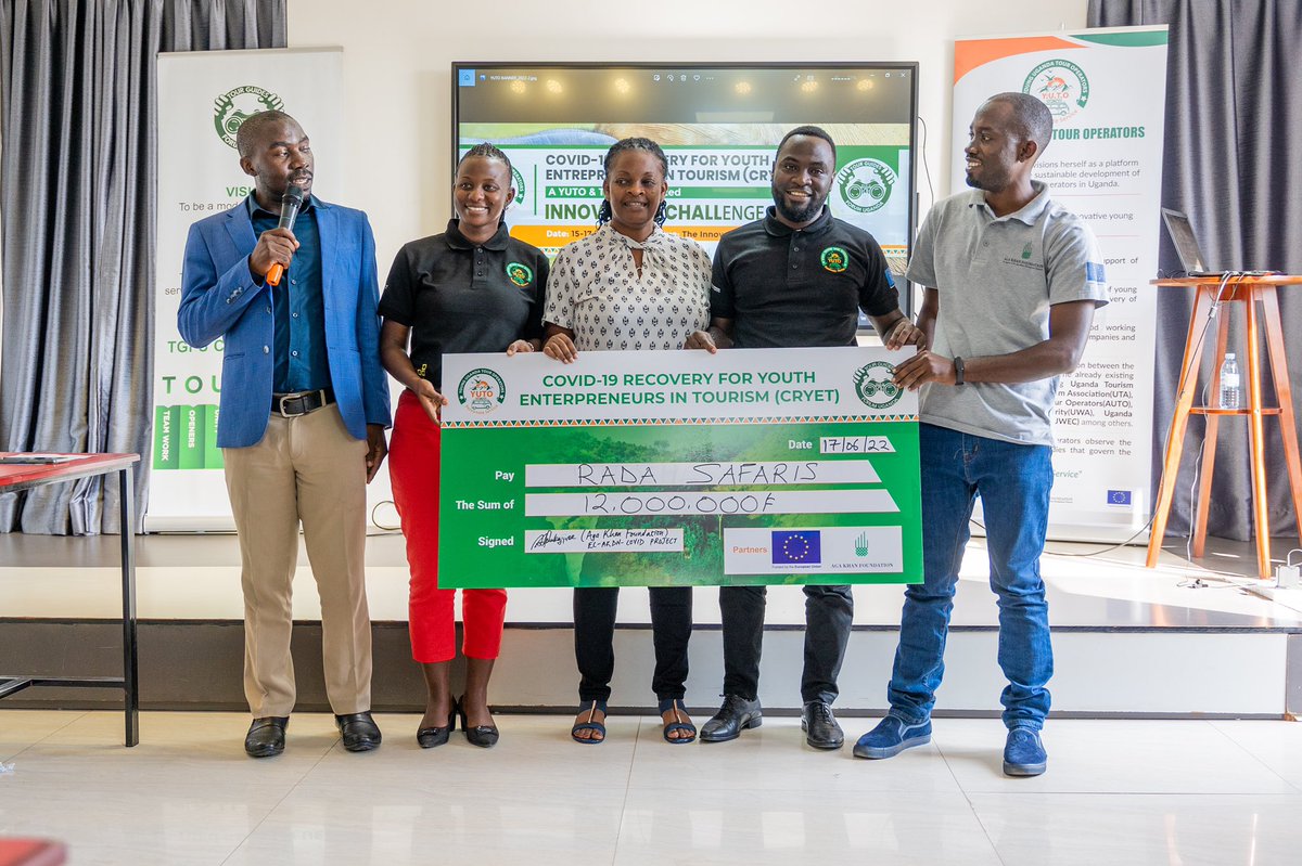 RadaSafaris1's tweet photo. Our Team Lead  pitched the @RadaWallet App @YUTO innovation challenge and we won a micro grant of 12million UGX from European Union and Agahkan foundation in the Covid-19 recovery for youth entrepreneurs in tourism.#exploreuganda #traveltheradaway https://t.co/kRtGF4AcHd