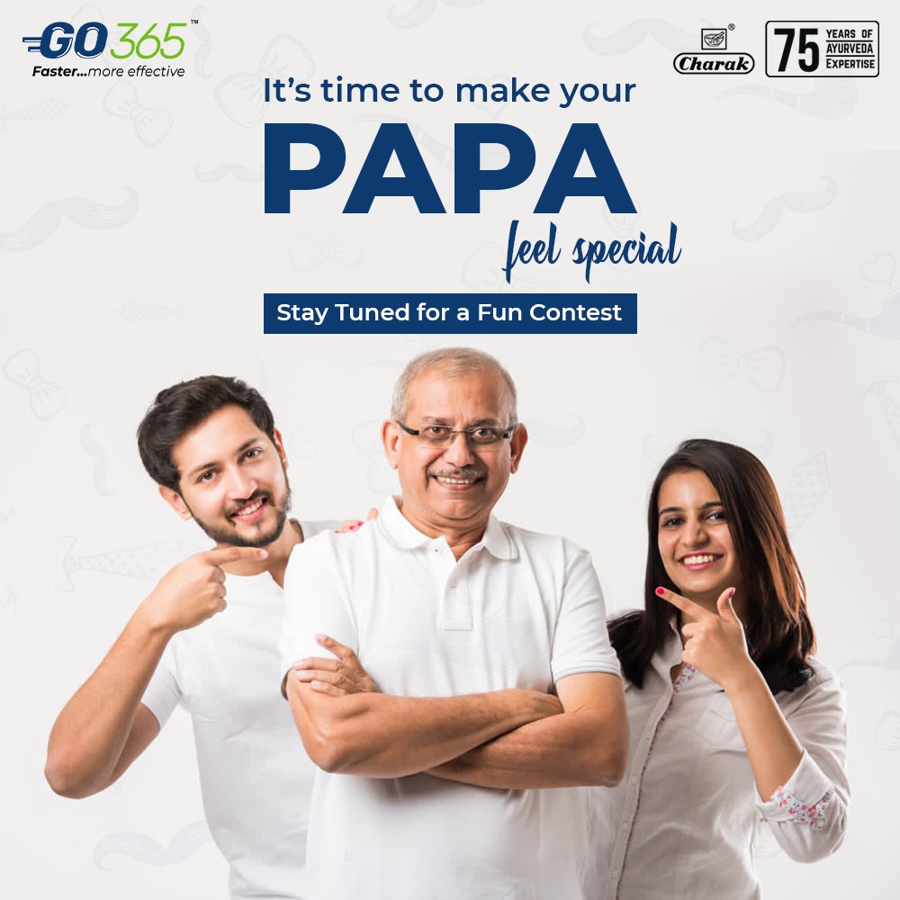 Charak_Pharma's tweet photo. Father is the one who sacrifices everything for your happiness. It's time to make your Father/Papa feel special.
Stay Tuned for a Fun Contest...
#FathersDayContest #SuperDadsContest #GO365 #go365life #go365supplement #nutraceuticals #painrelief #VedistryIndia #CharakPharma https://t.co/NRTmhwJ63w