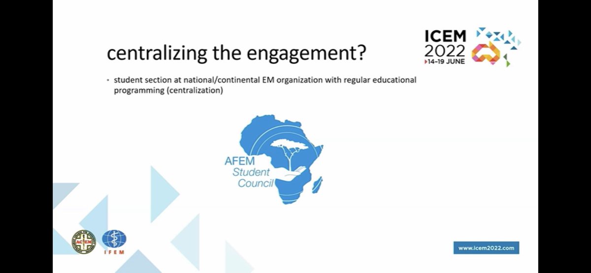 JonathanKajjimu's tweet photo. An active goal oriented approach to student enegagement in EM helps create a crtical mass of future clinicians passionate about EM thereby achieving sustainability of EM development.~ @mo_a_hussein #ICEM22 @student_afem @IFEM2 @acemonline @iem_student Check out his propositions👇 https://t.co/P8WRMw0maj