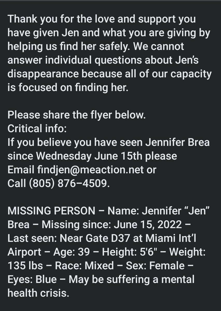 BeingCharisBlog's tweet photo. From @MEActNet's Facebook
#FindJen #Florida #MissingPerson #FindJenBrea https://t.co/ozEn0rWeLm