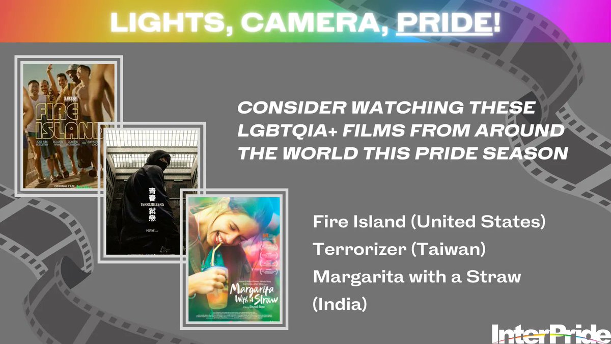 InterPride's tweet photo. This #Pride season, we are highlighting films from around the globe showcasing #LGBTQIA+ stories to connect people with new perspectives leading to an inclusive world.
@fireislandmovie, @MWASOfficial, #Terrorizers #TGHFF https://t.co/9WD9iDSeyK