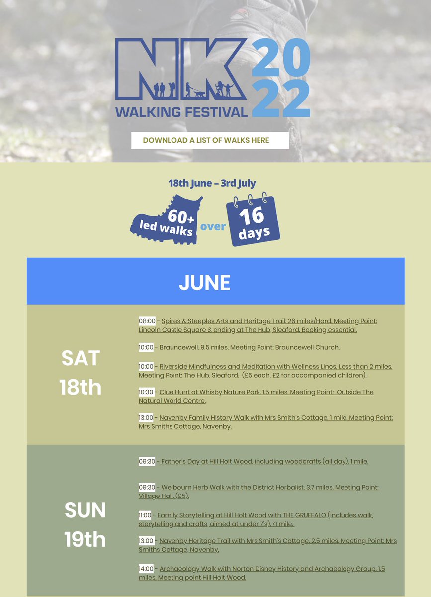 NorthKestevenDC's tweet photo. While the sun might not have its hat on today ⛅️ why not run through the line-up for the NK Walking Festival 2022 and plan your next adventure? 👞 
There's a whole range of walks to suit everyone, starting from this weekend through to 3 July: https://t.co/bAD6rayzeG https://t.co/JJODTHEJnP