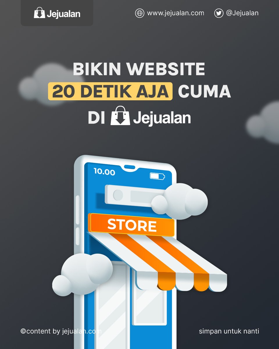 Jejualan's tweet photo. Belum pernah kan merasakan gimana cepetnya bikin website 20 detik jadi?
Tapi di Jejualan bisa! Cukup 20 detik, websitemu sudah jadi. 

Coba sekarang di https://t.co/jpTpax4RTQ 

#JualanPakaiJejualan #KancaJejualan #Marketing #Bisnis #Jejualan https://t.co/DzaaRy8Uzc