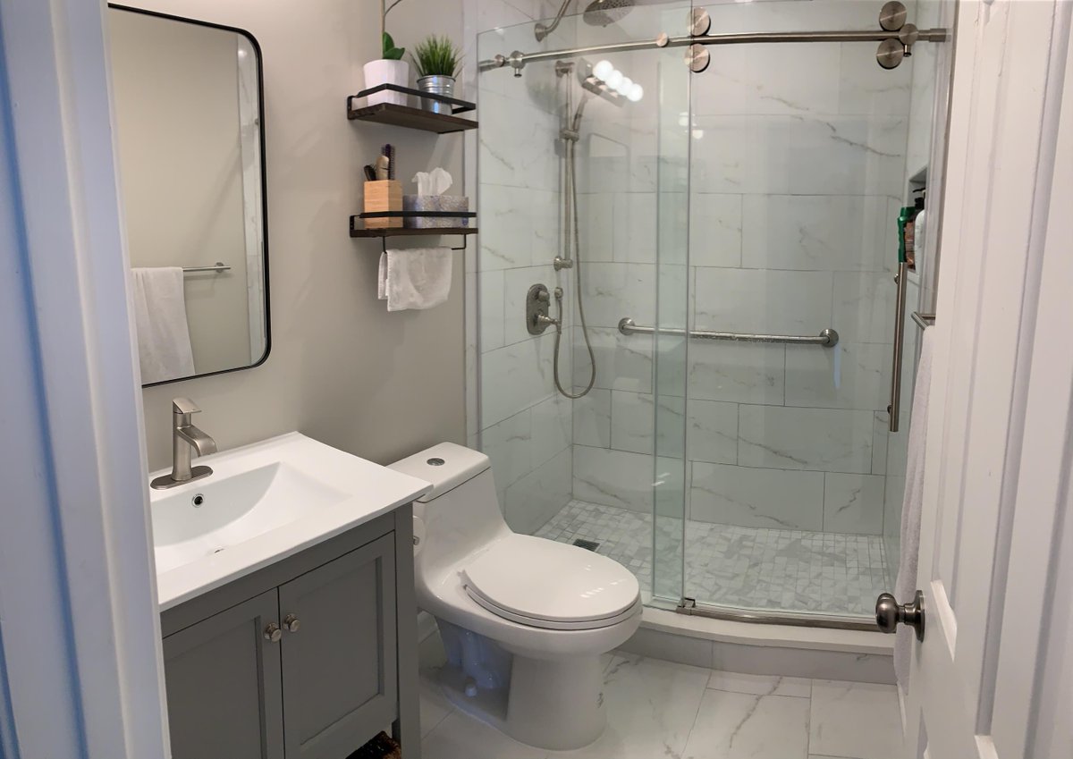 "New bathroom (thanks to this community for helping with choices)"

Follow for more!  #furniture #design #decor