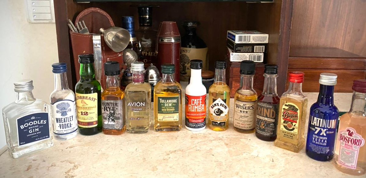 ajmahapatra's tweet photo. After almost five years, added a few miniatures to the collection, thank you,🤗🤗 @SAMBEETDASH1 for the #Minibottles #FlankedbyGin https://t.co/nIGWViecrY