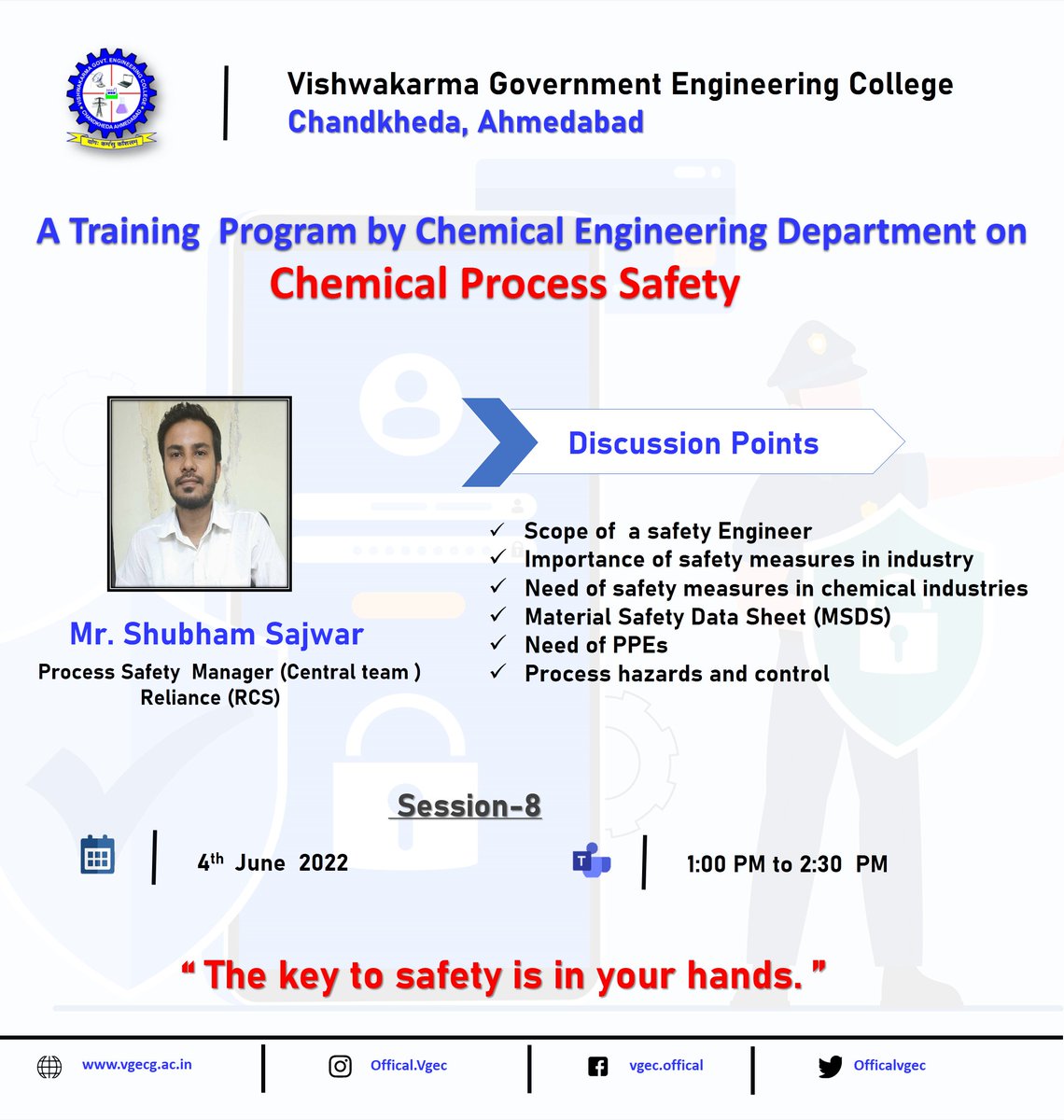 OfficialVgec's tweet photo. Chemical Engineering Department conducted Session 8 under its Training Program on Chemical Process Safety in online mode.
#VGEC
#Engineering
#Training
#TrainingandDevelopment
#ChemicalProcess
#SafetyFirst https://t.co/7rRVmr8w9g