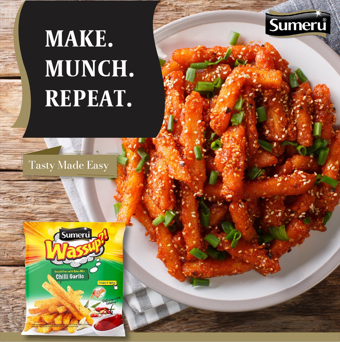 SumeruOfficial's tweet photo. Looking for what to munch on today? We’ve got you covered!! 💯
Try Sumeru’s french fries and solve hunger cravings in minutes! 😋

#sumeru #sumerufoods #frenchfrieschilligarlic #frenchfries #chilligarlic #readytocook #readytocookmeals #saturday #saturdaymood https://t.co/tfeXPQ4afb