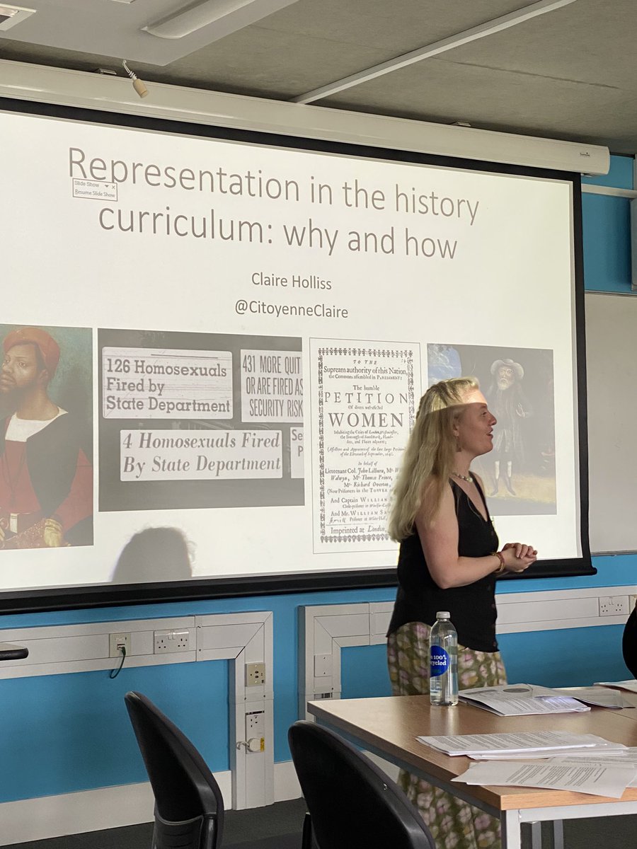 SPBeale's tweet photo. When you listen to @CitoyenneClaire talk about representation at KS4/5 it can’t help but inspire you to find the cracks in the specification and tear them open to allow a richer, fuller & more diverse history flourish in your exam teaching. #PHconf22 https://t.co/nW74ubMUpD