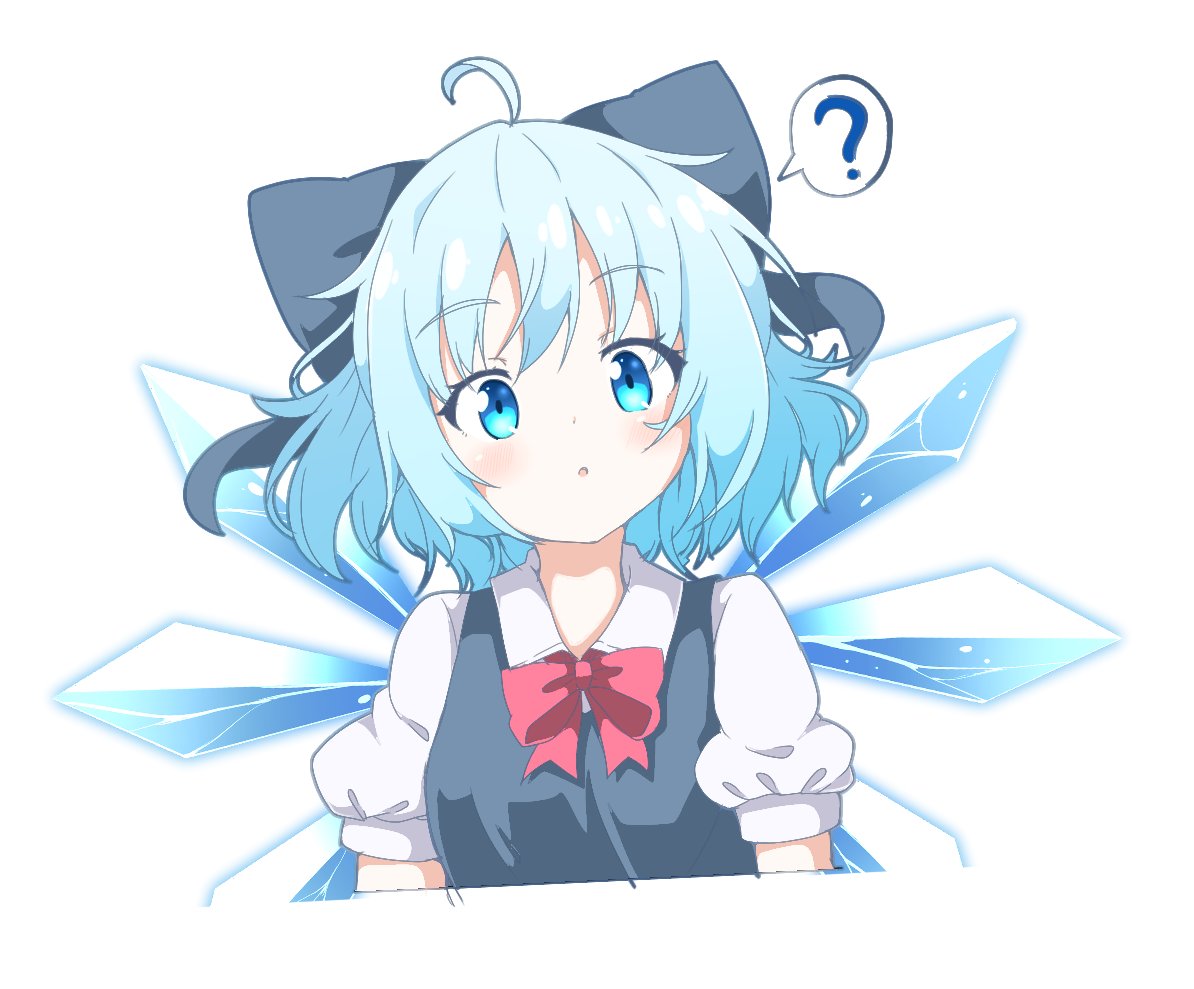 cirno 1girl ? solo bow blue hair wings blue eyes  illustration images