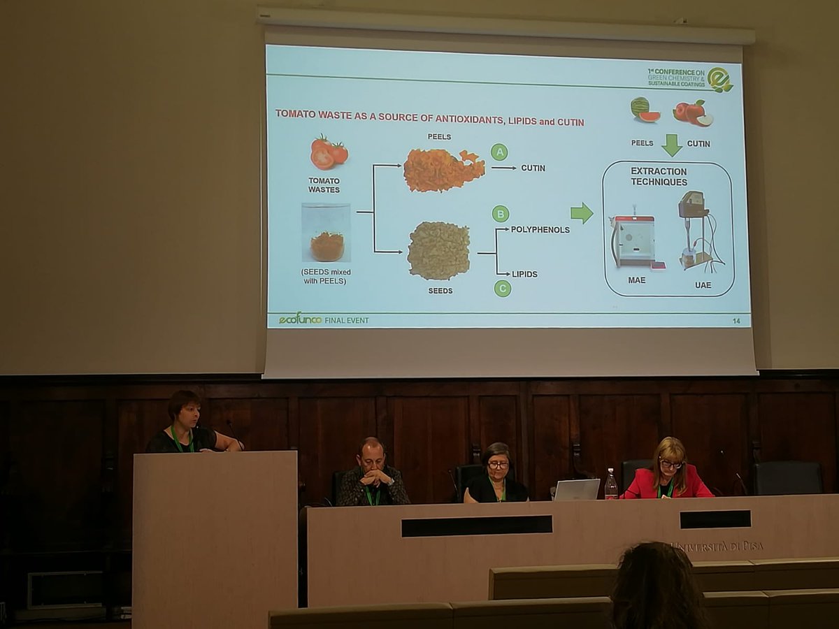 ECOFUNCO (@ecofunco_bbi) on Twitter photo Mari Carmen Garrigós is now presenting agro-food waste as a source of antioxidants, lipids and cutin by microwave assisted extraction and ultrasound assisted extraction. Also, #NANOBIOPOL group will host a scientific conference at <a href="/UA_University/">University Alicante</a> this autumn.
#ECOFUNCOconference Mari Carmen Garrigós is now presenting agro-food waste as a source of antioxidants, lipids and cutin by microwave assisted extraction and ultrasound assisted extraction. Also, #NANOBIOPOL group will host a scientific conference at <a href="/UA_University/">University Alicante</a> this autumn.
#ECOFUNCOconference