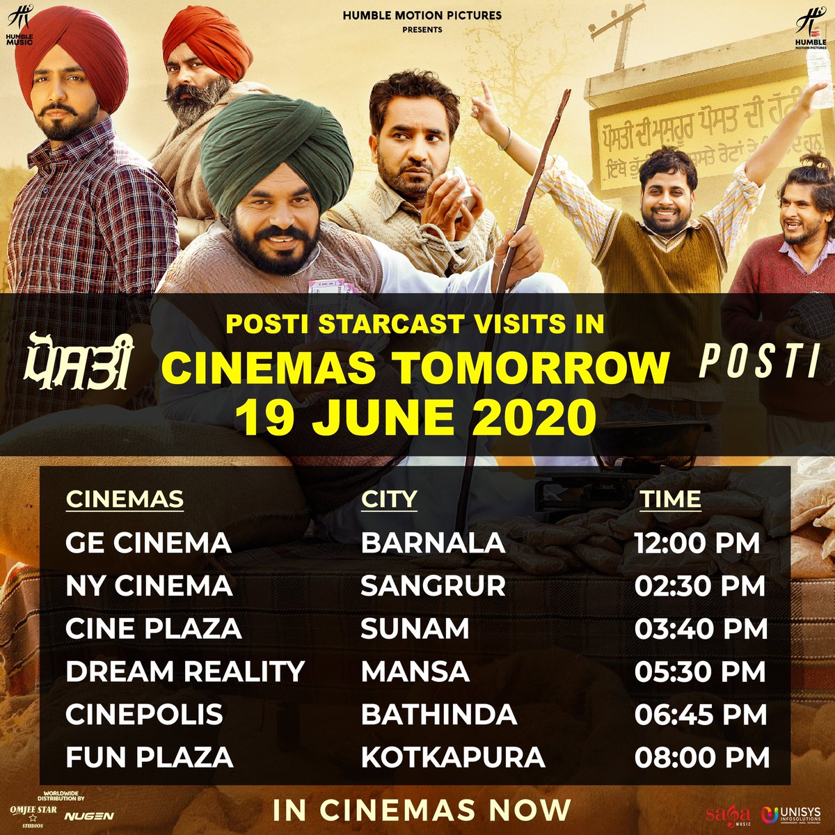 Milde Aa Kal Posti Movie Di Team Nal Barnala,Sangrur,Sunam,Mansa,Bathinda & kotkapura De theatres ch 🤗 #Posti In Cinemas Now 👍 @GippyGrewal #PrincekanwaljitSingh @BABBALRAI9 @meranaranbir @raghveerboli @humblemotionpic @TheHumbleMusic @Posti_film @Iammunishsahni