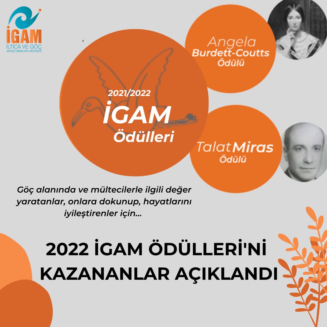 2022 İGAM ödüllerini kazananlar belli oldu. 
Talat Miras adına verilen ödülü, Hayata Destek Derneği,  Angela Burdett-Coutts adına verilen ödülü ise İzmir’de Suriyelilerle Dayanışma Derneği Başkanı Muhammed Saleh Ali kazandı.