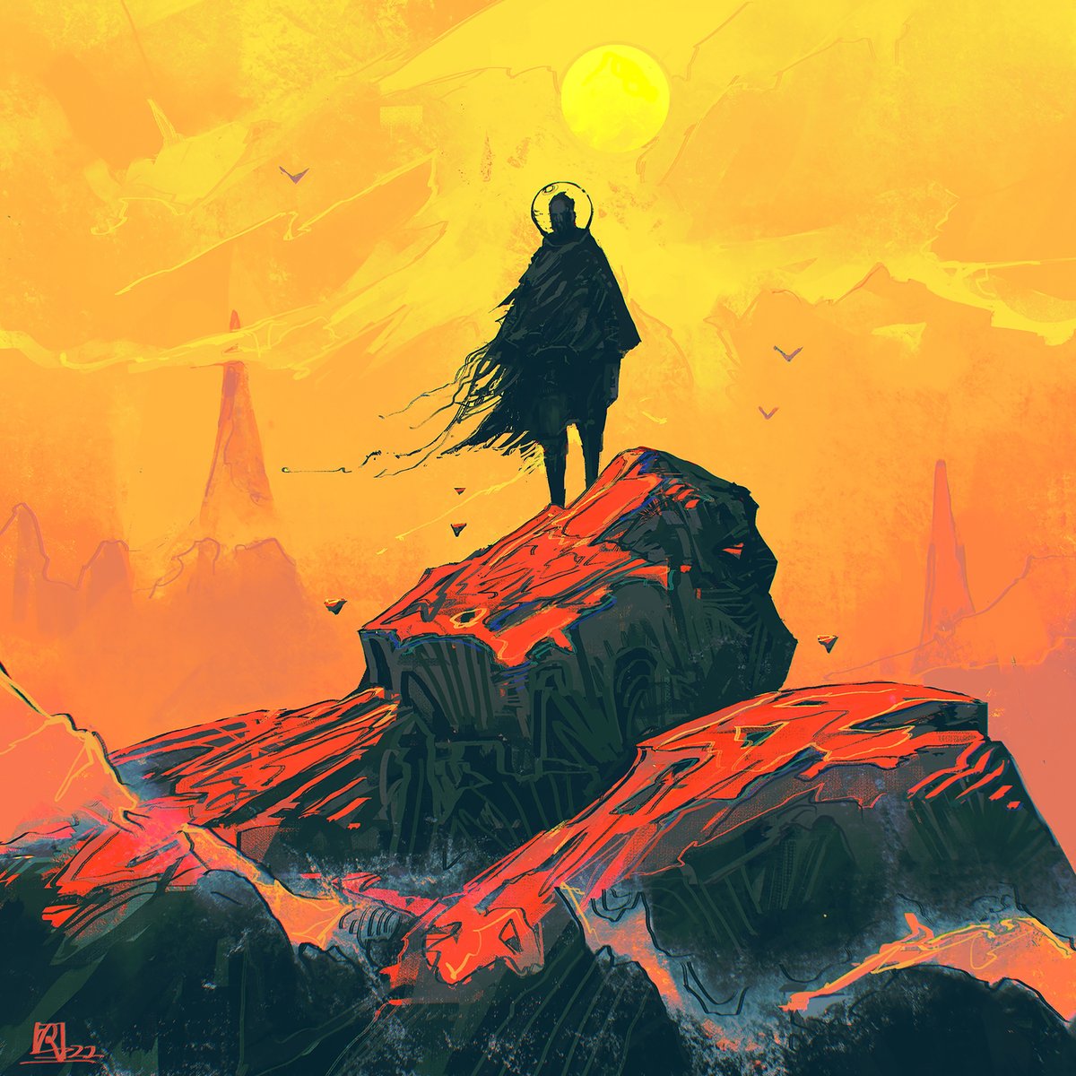 bird standing solo sun moon 1other outdoors  illustration images