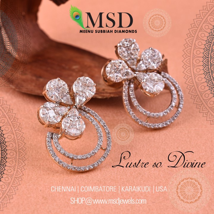 Real Diamonds Daily Wear Diamond Studded Earring, 0.40 Gm at Rs 19949/pair  in Surat