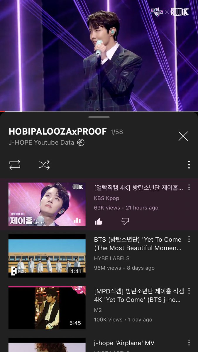 jhopeytdata's tweet photo. Letโs #StreamforJHOPE on Youtubeโผ๏ธ
Choose a playlist and drop your streaming ss below if youโre joining ๐ค
๐ https://t.co/2ubdBPpFsz
๐ https://t.co/Fd9IwlPhnP
๐ https://t.co/2CS1aGHHNS
Iโm starting with #HOBIPALOOZAxPROOF playlist! #JHOPE #์ ์ดํ #BTS https://t.co/V7JpZHADKS