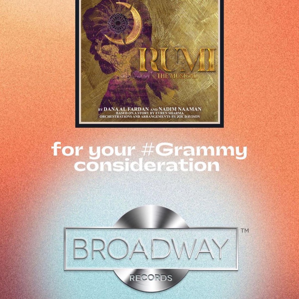 Happy 1st Birthday to our Original Concept Album! 

437,000 Streams and counting… 

Thank you for your support and keep sharing the music! #RumiTheMusical