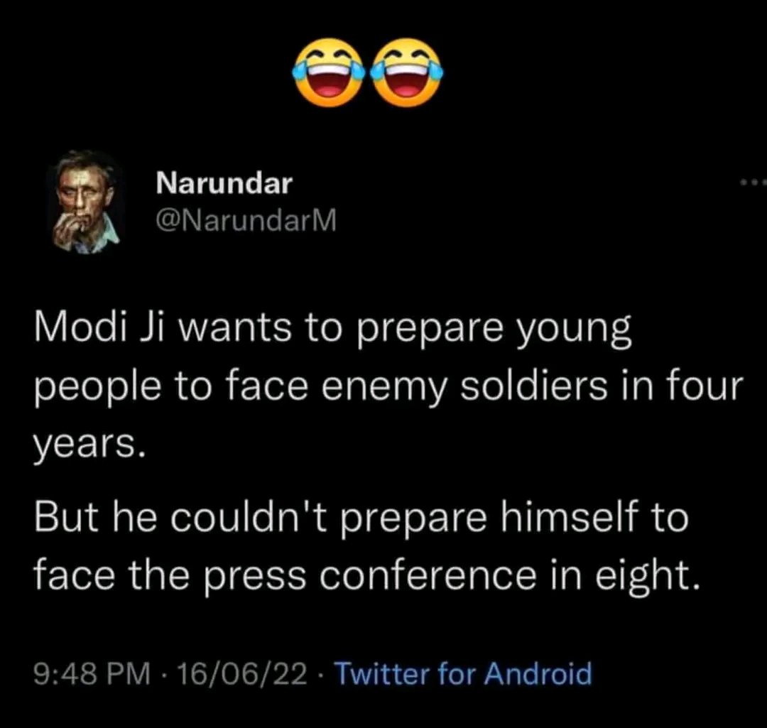 SaibabaSanthos1's tweet photo. Dashing n Daring Pm😇
#ModiMustResignMust
#AgnipathScheme #AgnipathRecruitmentScheme https://t.co/YLVkrH3fi2