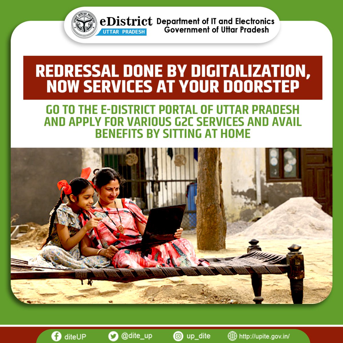 Centre_for_eGov's tweet photo. #DigitalUttarPradesh.
Apply for various G2C services and avail the benefits by sitting at home on e-district portal.
#ApnaUPDigitalUP #eDistrictPortal #G2CServices #benefits 
@myogioffice @CMOfficeUP @UPGovt @InfoDeptUP @_DigitalIndia @GoI_MeitY @mygovindia @MLAYogendraBJP https://t.co/cc3ApPtYrW