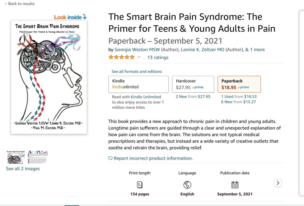 my_chyp's tweet photo. Have you read “The Smart Brain Pain Syndrome” yet? This book (authored by CHYP’s Dr. Lonnie Zeltzer, Georgia Weston, &amp; Dr. Paul Zeltzer) provides a new approach to chronic pain in children and young adults!!! Proceeds go to supporting CHYP!

#CHYP #chronicpain #spoonie https://t.co/WEDT0JuhQU