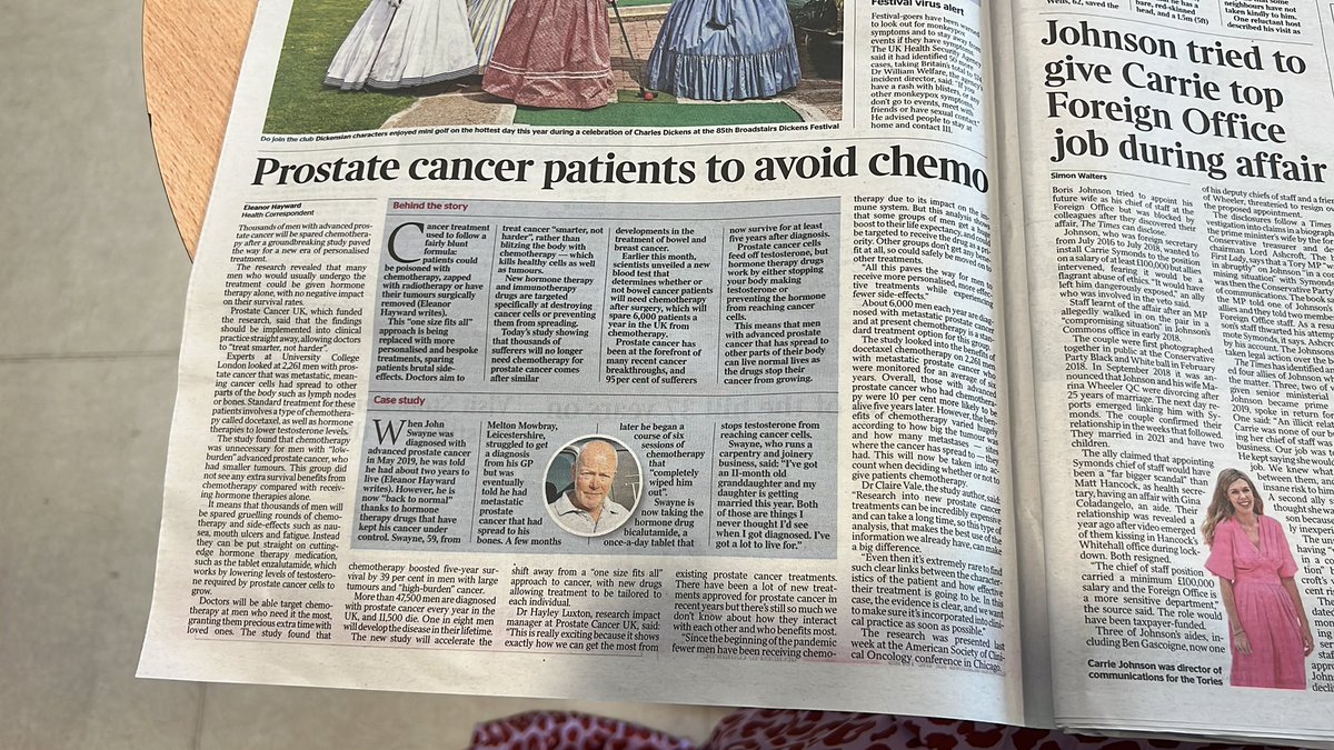 Amazing to read about breakthroughs in cancer treatment released by <a href="/ProstateUK/">Prostate Cancer UK</a> in todays <a href="/thetimes/">The Times and The Sunday Times</a>. A new medication could aim to achieve the ‘smarter, not harder’ treatment in which drugs target specific cancer cells. 👏🏼