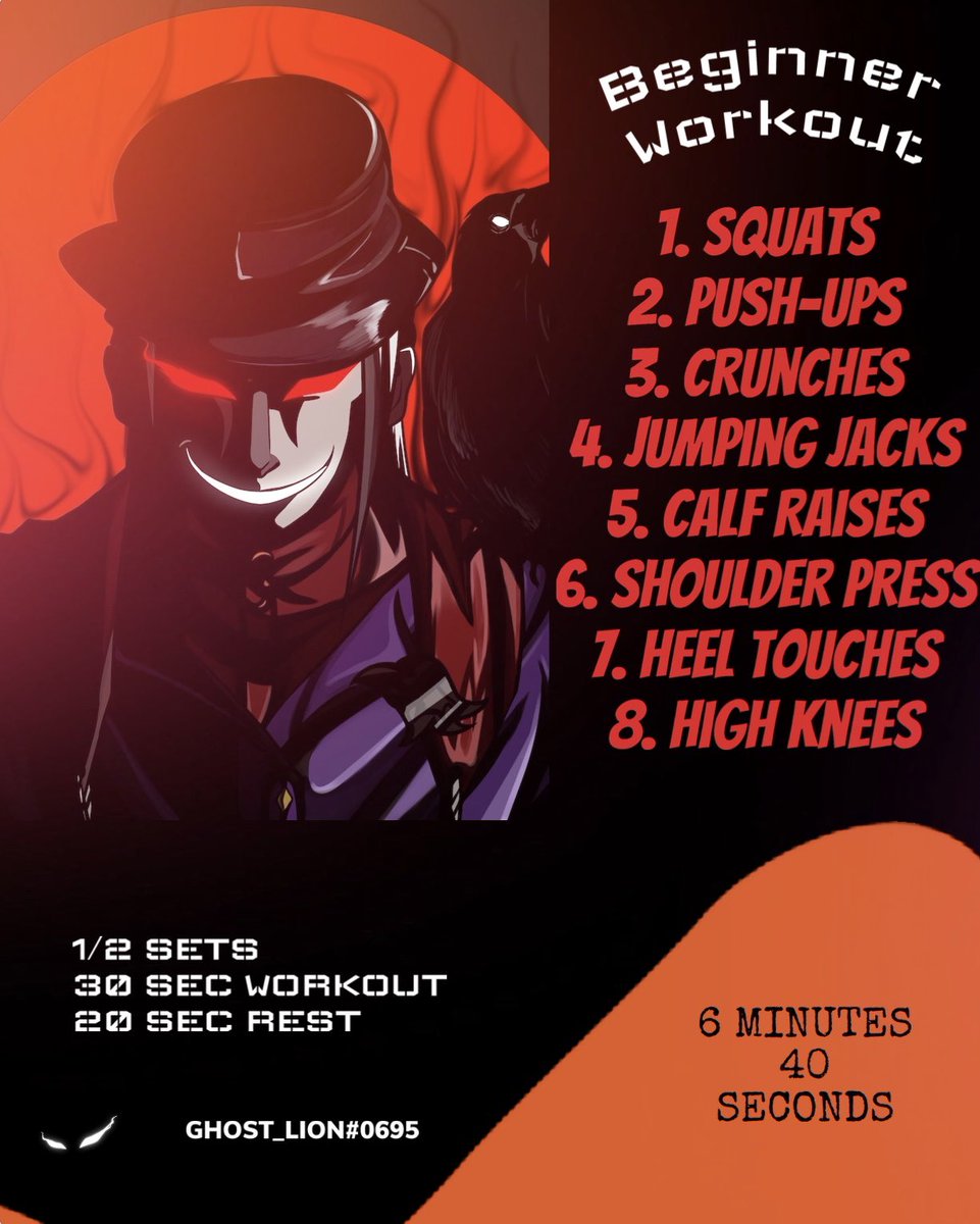 ghost_lion1's tweet photo. *OPERATION SIN FITNESS*
Beginners #sinfit challenge! 🔥
Full body workout - No equipment needed!
@operationSIN @HatoETH @Jacktavo @BrotherAli10 @NFTLlama
#WeAreSINNERS #sinfitness #sinfit #SINNERS #SINNERSsupportSINNERS #SinnersSINTogether https://t.co/I9veC3KZ6z