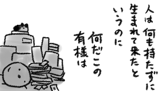 もとは裸一貫であった筈なのにいつのまにこんなことに…と哲学的なきもちになったりなどして時間が過ぎる 