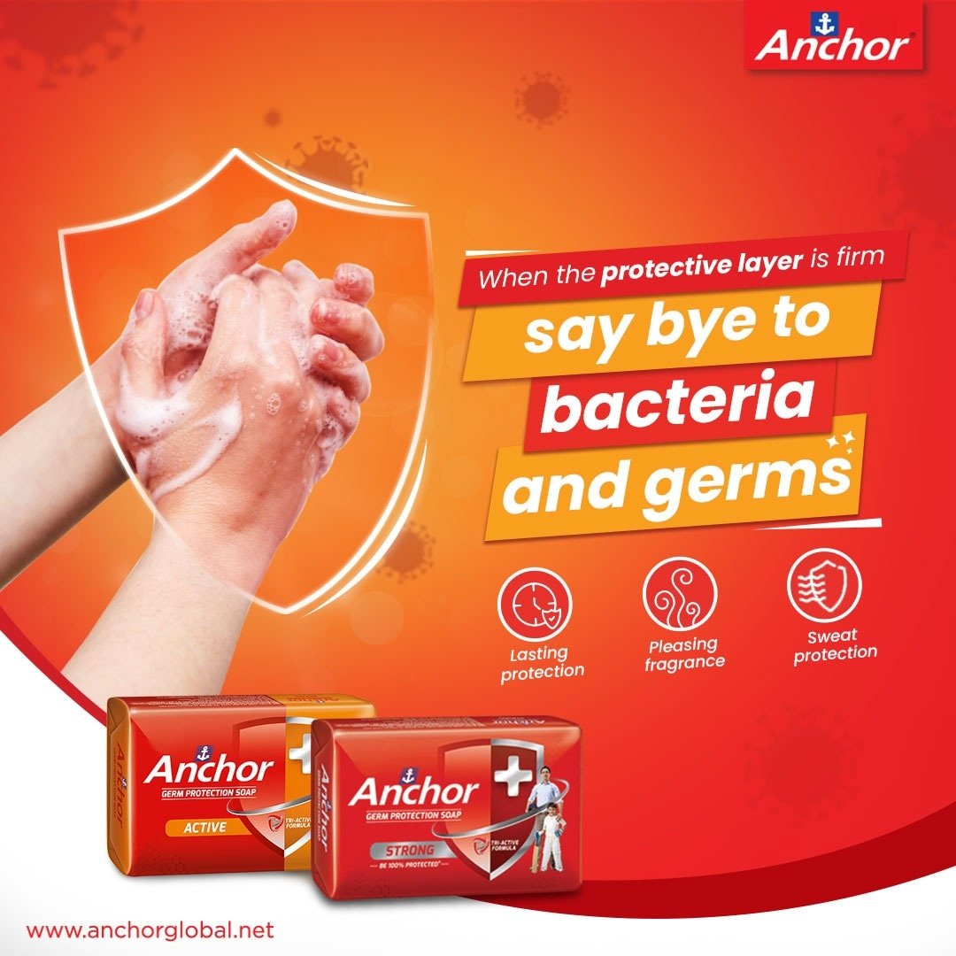 AnchorConsumer's tweet image. Switch on the Tri-active formula and stay safe from germs, sweat and pollution with Anchor Germ Protection Soaps.

#AnchorGlobal #AnchorConsumerProduct #AnchorProtection