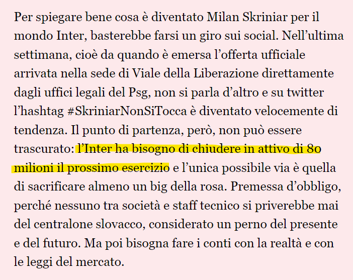 MichGalde's tweet photo. Quanto deve essere bello alzarsi la mattina come giornalista della @Gazzetta_it e pensare "Oggi con quanti milioni deve chiudere in attivo l'inter il bilancio?"

Giugno è iniziato con 60. Negli ultimi giorni stan lievitando come l'impasto per la pizza. 

#Skriniar #Fateiseri https://t.co/d64uH06e8u