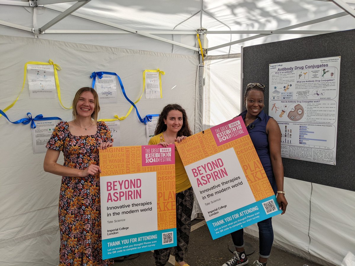 Elena_De_Vita's tweet photo. This weekend for a change come to discover some science having fun! At our stand you can learn about innovative therapies such as Antibody Drug Conjugates, Covalent Inhibitors and PROTACs! @TateScience @Michalska_P_ @Dr_Ravi_Singh @ChemGray @impchemistry https://t.co/B4EdLL9kK8