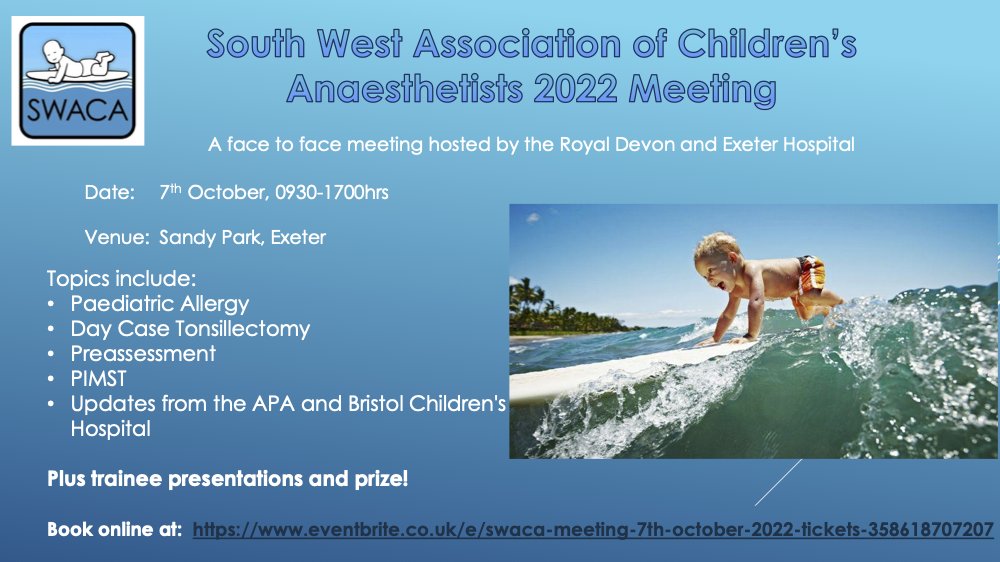 SWACA 2022 Annual Meeting will be held not he 7th October in Exeter. Please book at eventbrite.co.uk/e/swaca-meetin…