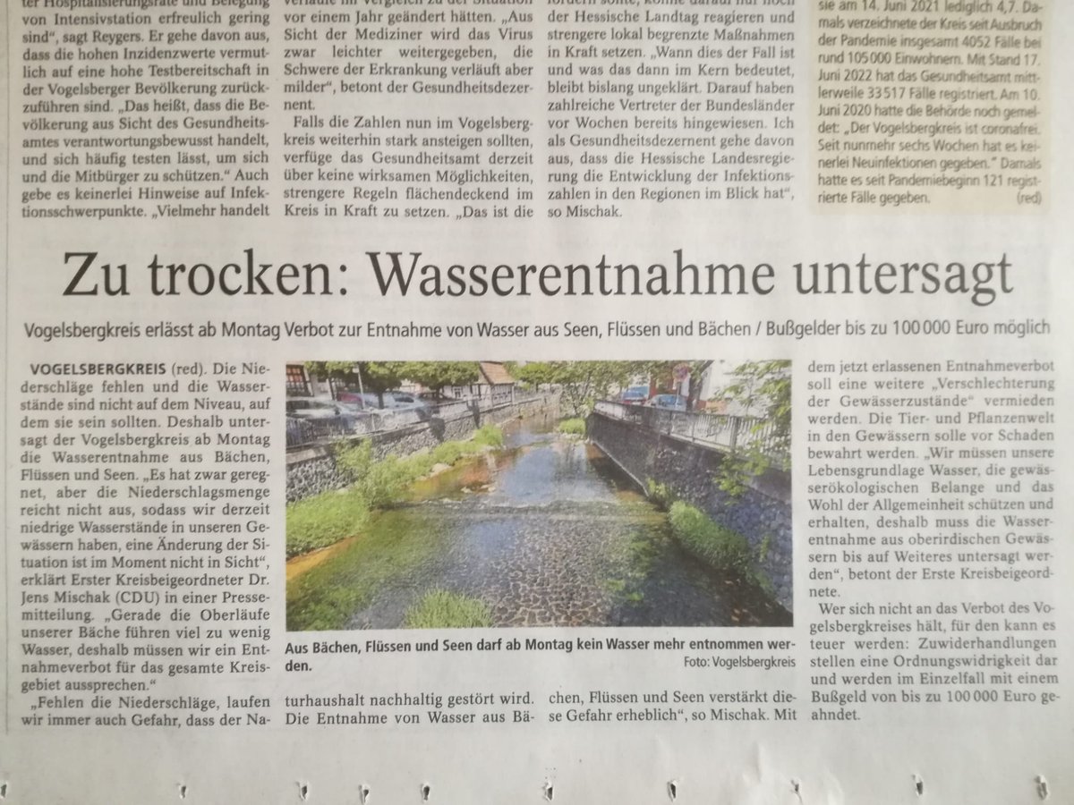 MauliBewohner's tweet photo. Hitzewelle=Wassersparen für alle in Deutschland und auch in #homberg, für alle? Nein, in #homberg nur für die Bürger. Die tägliche Wasserentnahme von ca. 400.000 Liter Trinkwasser durch die Bau-ARGE für den Bau der #keinea49 ist kein Problem? https://t.co/5huUWNdtbd
