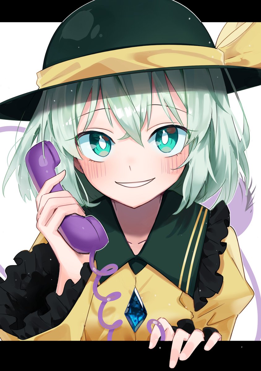 komeiji koishi 1girl hat solo smile shirt green hair green eyes  illustration images