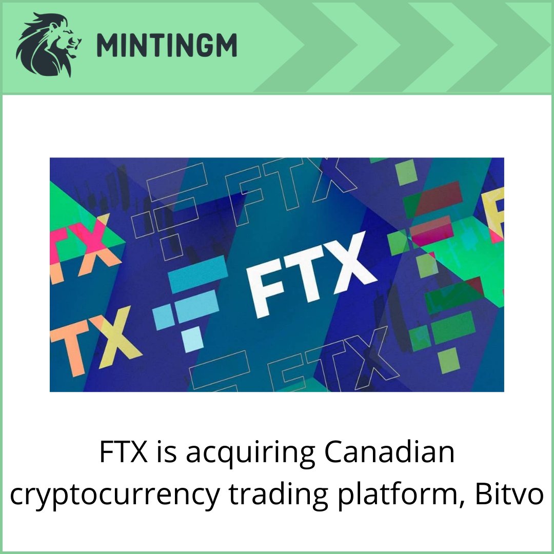 TheMintingM's tweet photo. #FTX to officially launch in Canada after acquiring the crypto exchange, #Bitvo.
#crypto #bitcoin #investment #trading #money #forex #blockchain #stockmarket #financialfreedom #invest #trader #wealth #forextrader #investor #stocks #btc #eth #bitcoins #binaryoptions https://t.co/pid1itAR5A