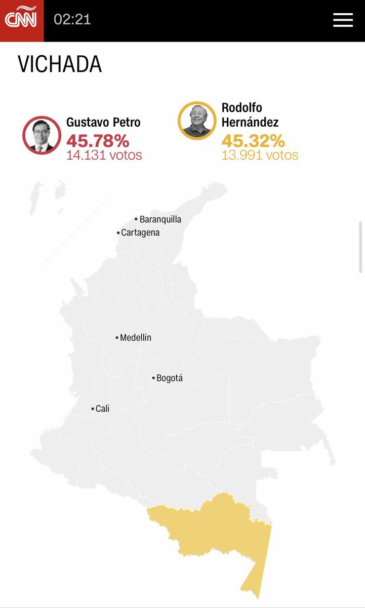 Javicanon's tweet photo. @petrogustavo Atención. Las cifras reflejadas en el video filtrado de los “presuntos resultados” de la segunda vuelta presidencial; son exactamente las mismas que aparecen en la página de CNN Español y en la que también aparecen las votaciones por departamentos así:
1/8
Abro Hilo 🧵 https://t.co/ZrT2llTU4f
