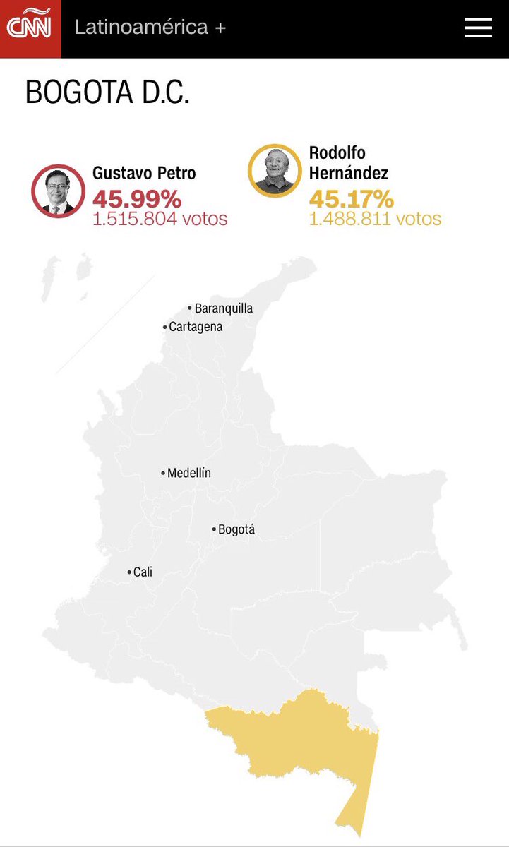 Javicanon's tweet photo. @petrogustavo Atención. Las cifras reflejadas en el video filtrado de los “presuntos resultados” de la segunda vuelta presidencial; son exactamente las mismas que aparecen en la página de CNN Español y en la que también aparecen las votaciones por departamentos así:
1/8
Abro Hilo 🧵 https://t.co/ZrT2llTU4f