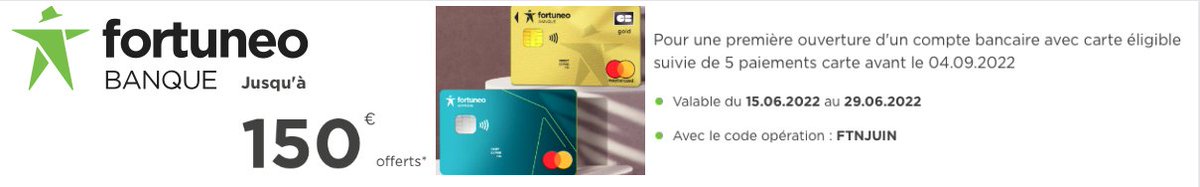 stef_Compare's tweet photo. Quand Fortuneo entre dans la course à la Meilleur Prime de Bienvenue, elle confirme son statut de #Banque en ligne la + généreuse avec jusqu' à 150€ de prime. 
🏃‍♀️https://t.co/dOI6mlilhw

Comment en profiter et pourquoi succomber à cette proposition ? https://t.co/HS1zsIRuTO