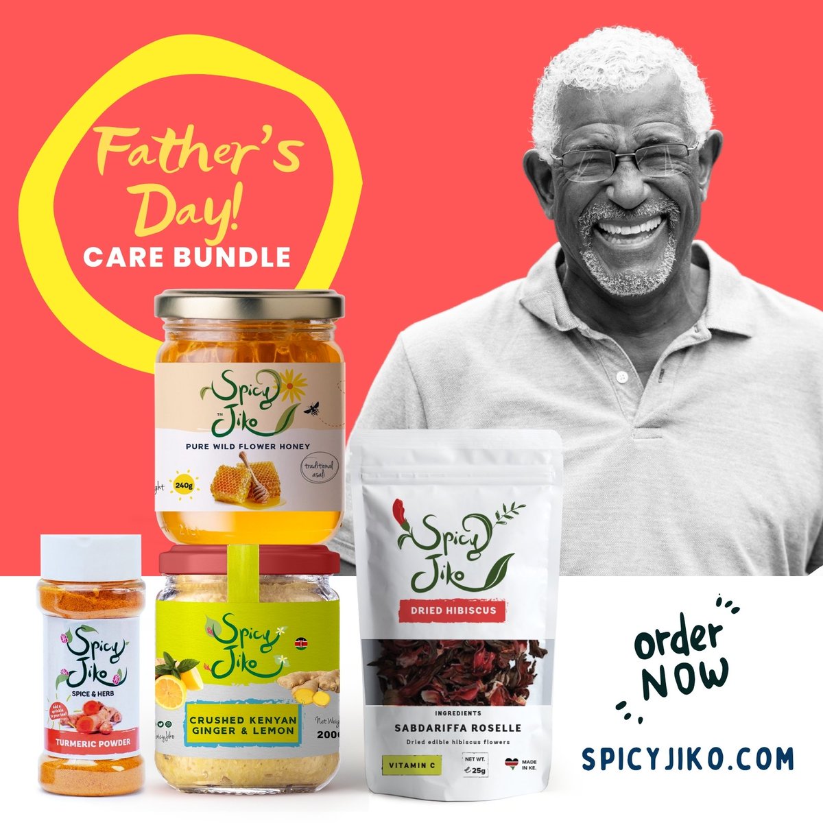 SpicyJiko's tweet photo. Fathers too need the soft life.
Send your dad a herbal care package this cold season.
Bundle Price: Ksh. 1095

Ginger + Lemon Puree, Dried Hibiscus Flowers, Organic Honey from Mwitika, and Freshly Golden Root – Turmeric
Order your bundle for delivery: https://t.co/gXM10iKsii https://t.co/8gvu5zJ6zt