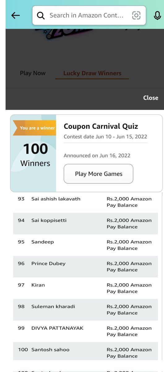 SaiKoppisetti6's tweet photo. #wononamazon 
🤑 #Amazon #AmazonQuiz Amazon lucky draw 🥳 https://t.co/M00o18QQyi