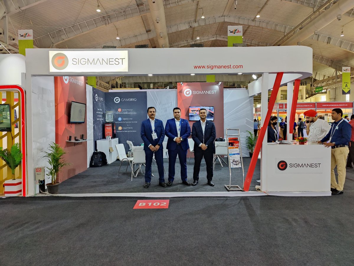 dailycadcam's tweet photo. #Day3 - SigmaNEST Team ready for @IMTEX 2022 #India, Booth B102 Hall 3A. Don't forget to stop by and meet #SigmaNEST presenters firsthand for an in-person demonstration of the powerful new capabilities of SigmaNEST solutions. #NESTwiththeBEST #Nesting #IMTEX2022 @SigmaNEST https://t.co/TicWe4n6uQ