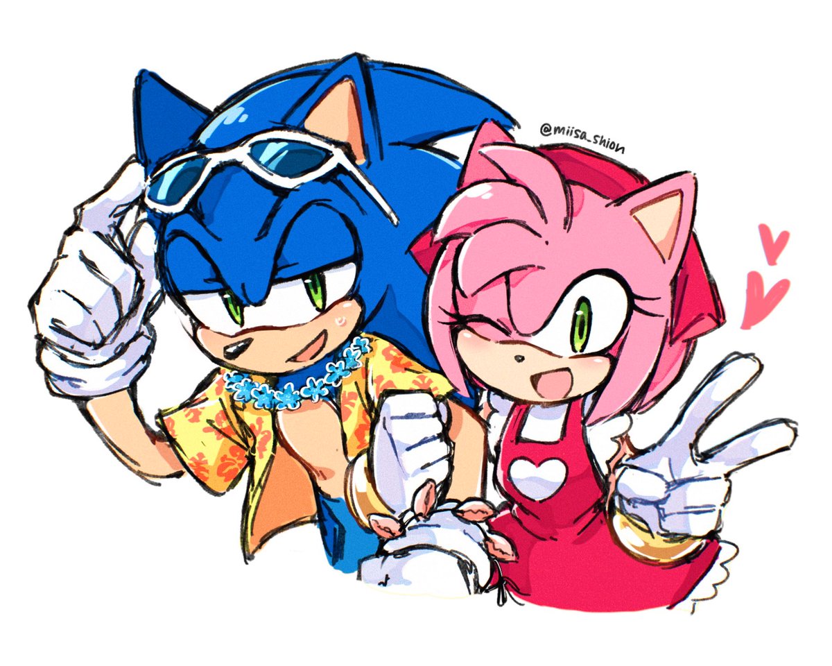 ソニック 「I love seeing all the sonamy art lately
」|みいさのイラスト