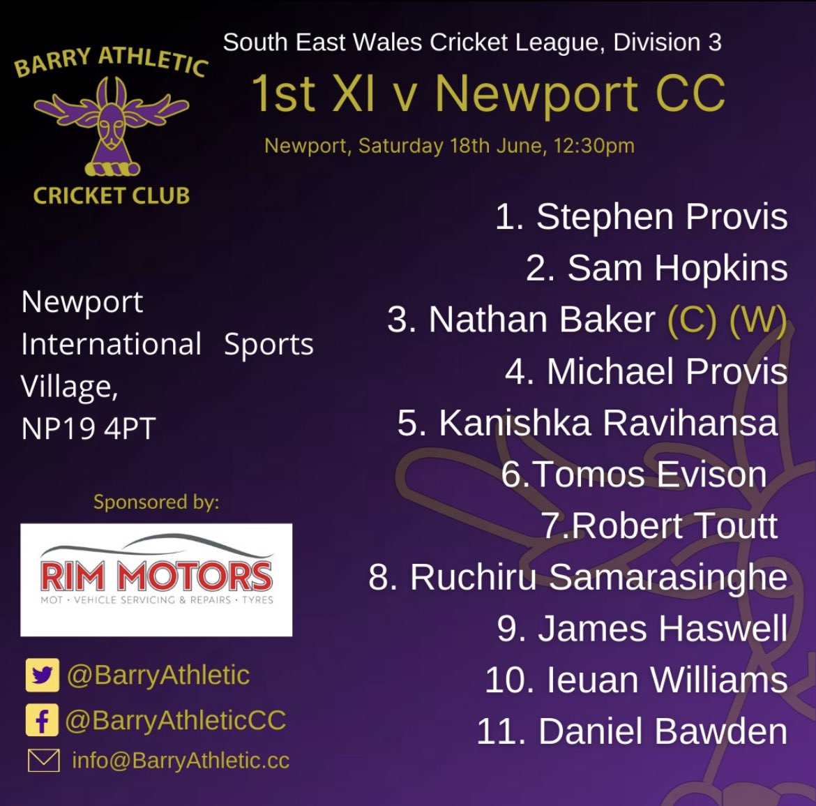 BarryAthletic's tweet image. Teams for our 3 @SEWCLeague fixtures today. Let’s hope it stays dry enough to complete all 3! #PrayForNoRain #GetTheGameOn