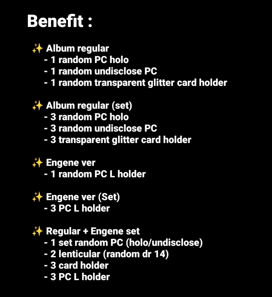 ho_onieys's tweet photo. OPEN PO ENHYPEN
MANIFESTO : DAY 1

✨ Album reg : 320K DP 150k [600gr]  
Set = 940K DP 450k
      
✨ Engene ver : 220K DP 100k [250gr]  
 Set : 640K DP 300k 

✨ Regular + Engene Set :
1.580K DP 750k

✅ GO
✅ Benefit / POB WV
✅ EMS TAX
❌ Adm + packing
📍Jakarta Barat https://t.co/2WDuIBzRVb